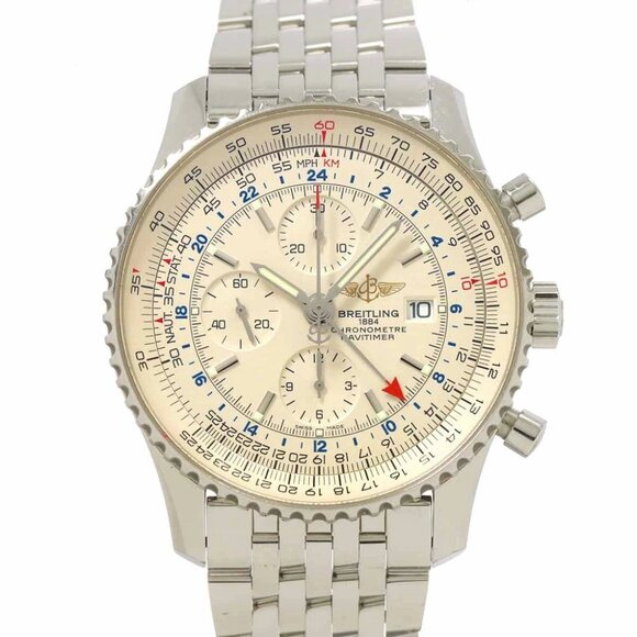 BREITLING Navitimer World A24322 Automatic Silver Dial Mens Watch 90289334 - Picture 1 of 7